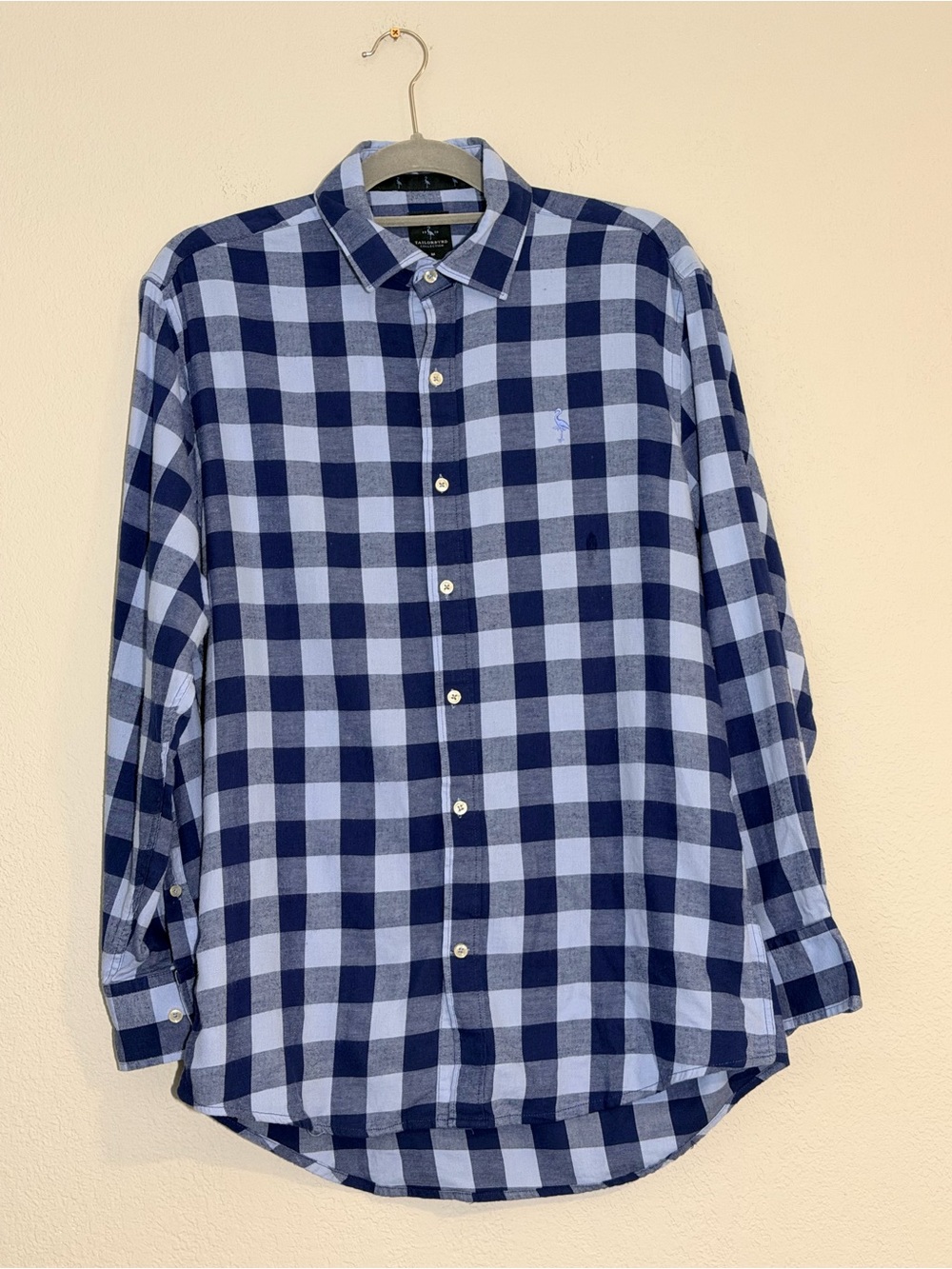 TAILORBYRD Collection Men's Blue Plaid Soft Flannel Button Up Shirt in Medium